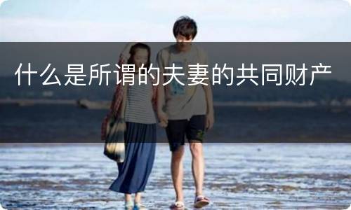 什么是所谓的夫妻的共同财产