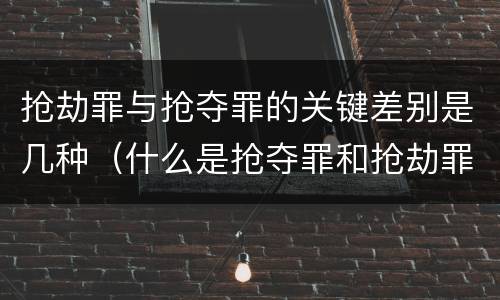 抢劫罪与抢夺罪的关键差别是几种（什么是抢夺罪和抢劫罪）