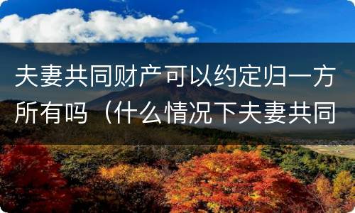 夫妻共同财产可以约定归一方所有吗（什么情况下夫妻共同财产归一方所有）