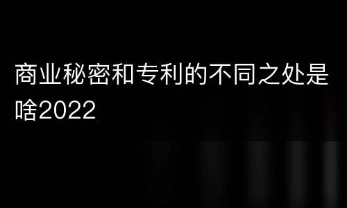 商业秘密和专利的不同之处是啥2022