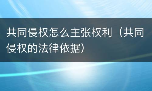 共同侵权怎么主张权利（共同侵权的法律依据）