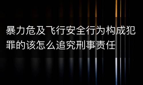 暴力危及飞行安全行为构成犯罪的该怎么追究刑事责任
