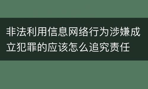 非法利用信息网络行为涉嫌成立犯罪的应该怎么追究责任