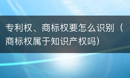 专利权、商标权要怎么识别（商标权属于知识产权吗）