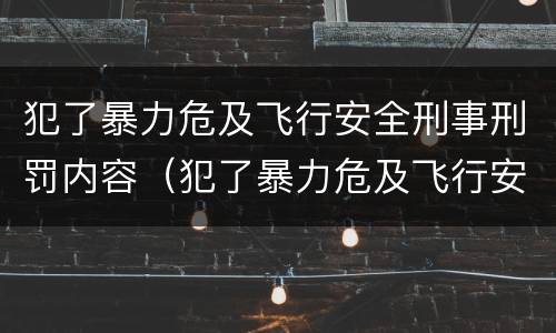 犯了暴力危及飞行安全刑事刑罚内容（犯了暴力危及飞行安全刑事刑罚内容是什么）