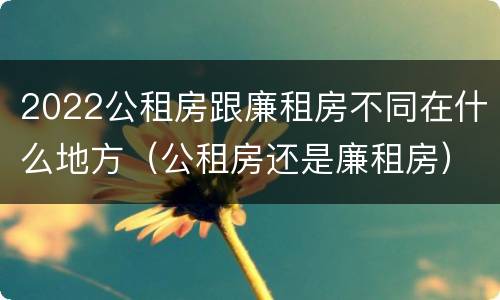 2022公租房跟廉租房不同在什么地方（公租房还是廉租房）