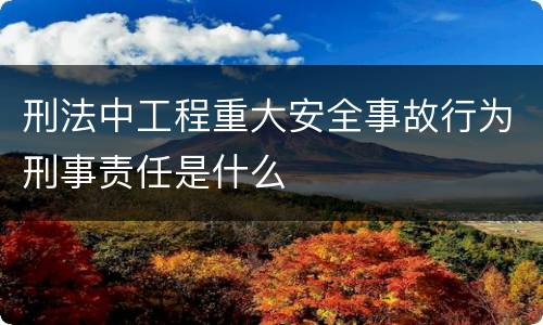 刑法中工程重大安全事故行为刑事责任是什么