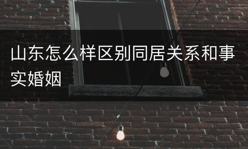 山东怎么样区别同居关系和事实婚姻
