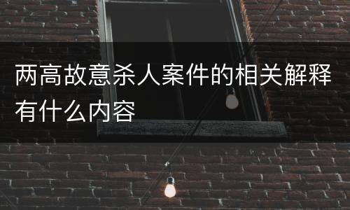 两高故意杀人案件的相关解释有什么内容