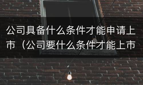 公司具备什么条件才能申请上市（公司要什么条件才能上市）
