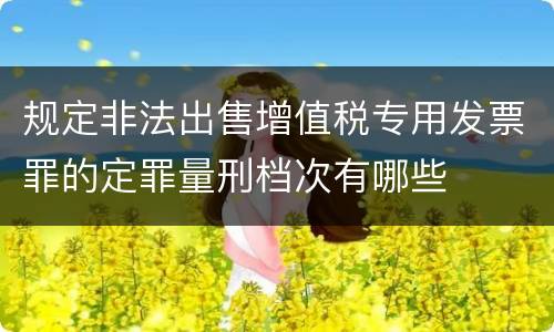 规定非法出售增值税专用发票罪的定罪量刑档次有哪些