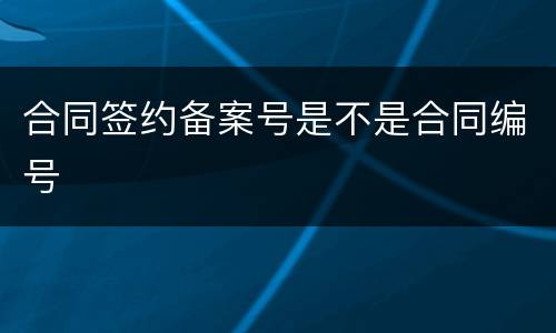 合同签约备案号是不是合同编号
