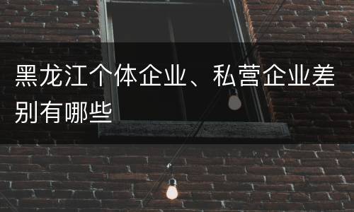 黑龙江个体企业、私营企业差别有哪些