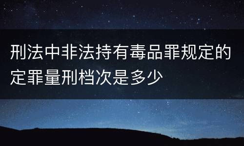刑法中非法持有毒品罪规定的定罪量刑档次是多少