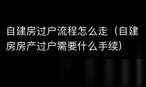 自建房过户流程怎么走（自建房房产过户需要什么手续）