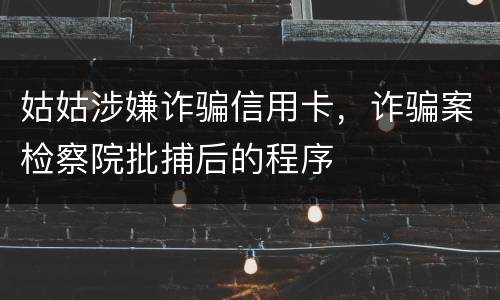 姑姑涉嫌诈骗信用卡，诈骗案检察院批捕后的程序