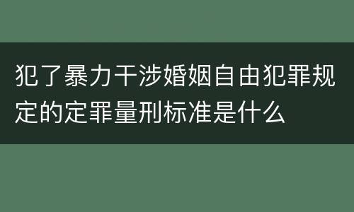 犯了暴力干涉婚姻自由犯罪规定的定罪量刑标准是什么