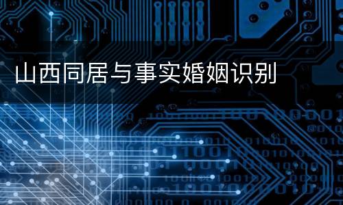 山西同居与事实婚姻识别