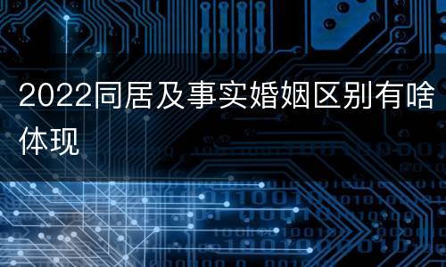 2022同居及事实婚姻区别有啥体现