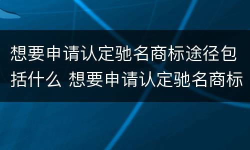 想要申请认定驰名商标途径包括什么 想要申请认定驰名商标途径包括什么