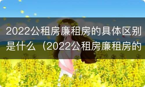 2022公租房廉租房的具体区别是什么（2022公租房廉租房的具体区别是什么意思）