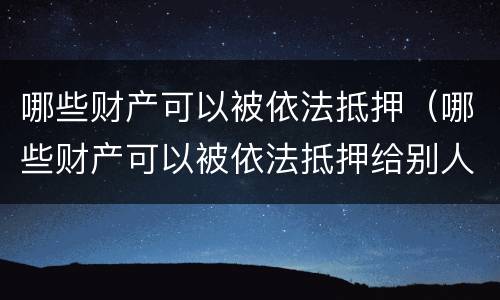 哪些财产可以被依法抵押（哪些财产可以被依法抵押给别人）