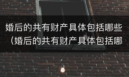 婚后的共有财产具体包括哪些（婚后的共有财产具体包括哪些）
