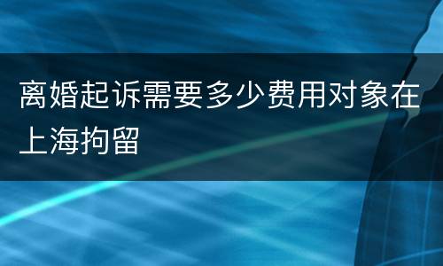 离婚起诉需要多少费用对象在上海拘留