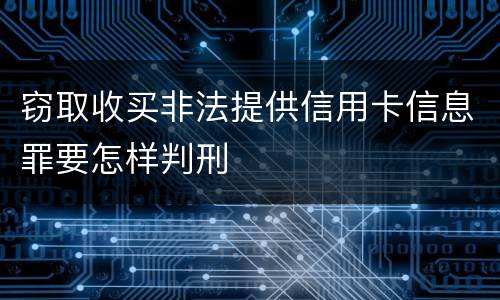 窃取收买非法提供信用卡信息罪要怎样判刑