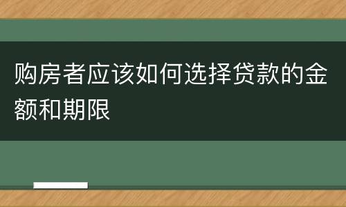 购房者应该如何选择贷款的金额和期限