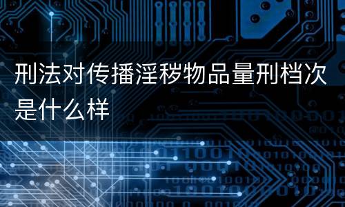 刑法对传播淫秽物品量刑档次是什么样