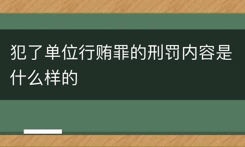 犯了单位行贿罪的刑罚内容是什么样的
