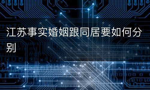 江苏事实婚姻跟同居要如何分别