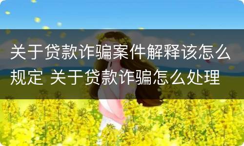 关于贷款诈骗案件解释该怎么规定 关于贷款诈骗怎么处理