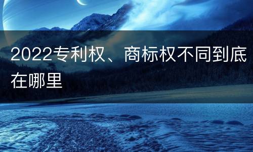 2022专利权、商标权不同到底在哪里