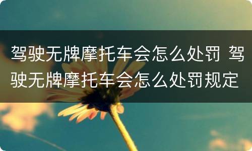 驾驶无牌摩托车会怎么处罚 驾驶无牌摩托车会怎么处罚规定