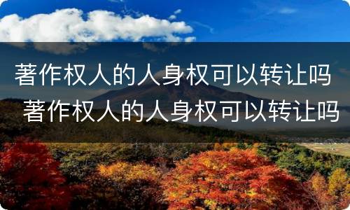 著作权人的人身权可以转让吗 著作权人的人身权可以转让吗法律规定
