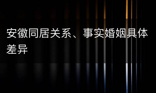 安徽同居关系、事实婚姻具体差异