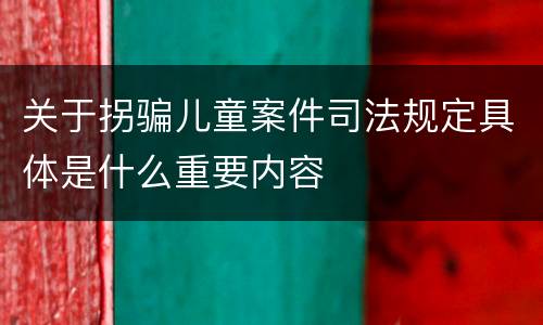 关于拐骗儿童案件司法规定具体是什么重要内容
