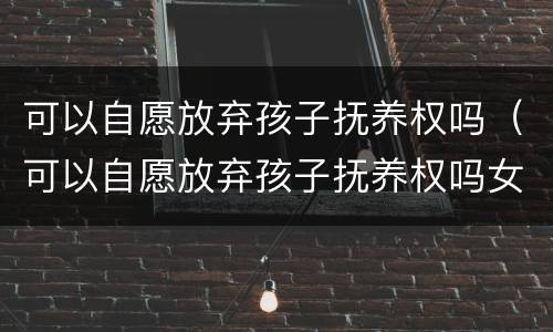 可以自愿放弃孩子抚养权吗（可以自愿放弃孩子抚养权吗女方）