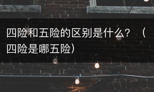 四险和五险的区别是什么？（四险是哪五险）