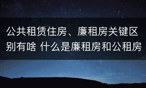 公共租赁住房、廉租房关键区别有啥 什么是廉租房和公租房两个有什么特点