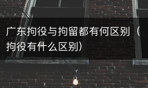 广东拘役与拘留都有何区别（拘役有什么区别）