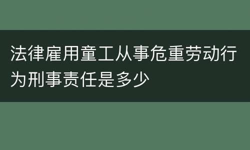 法律雇用童工从事危重劳动行为刑事责任是多少
