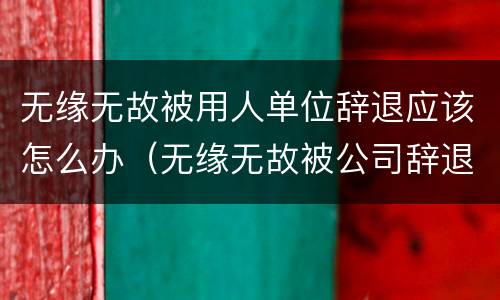 无缘无故被用人单位辞退应该怎么办（无缘无故被公司辞退怎么办）
