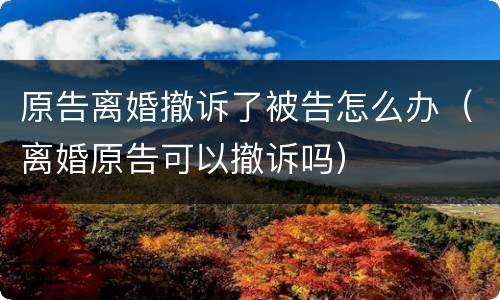 原告离婚撤诉了被告怎么办（离婚原告可以撤诉吗）