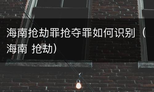海南抢劫罪抢夺罪如何识别（海南 抢劫）