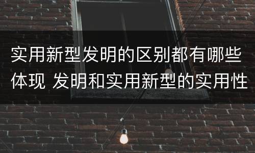 实用新型发明的区别都有哪些体现 发明和实用新型的实用性