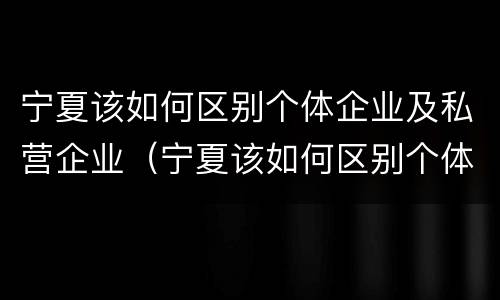 宁夏该如何区别个体企业及私营企业（宁夏该如何区别个体企业及私营企业呢）