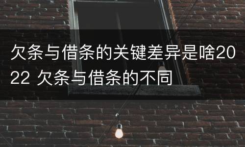 欠条与借条的关键差异是啥2022 欠条与借条的不同